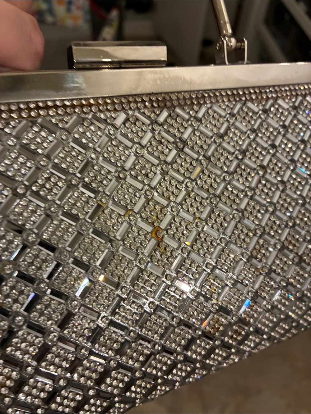 Source Unknown Silver Rhinestone Frame Clutch - Picture 3 of 7
